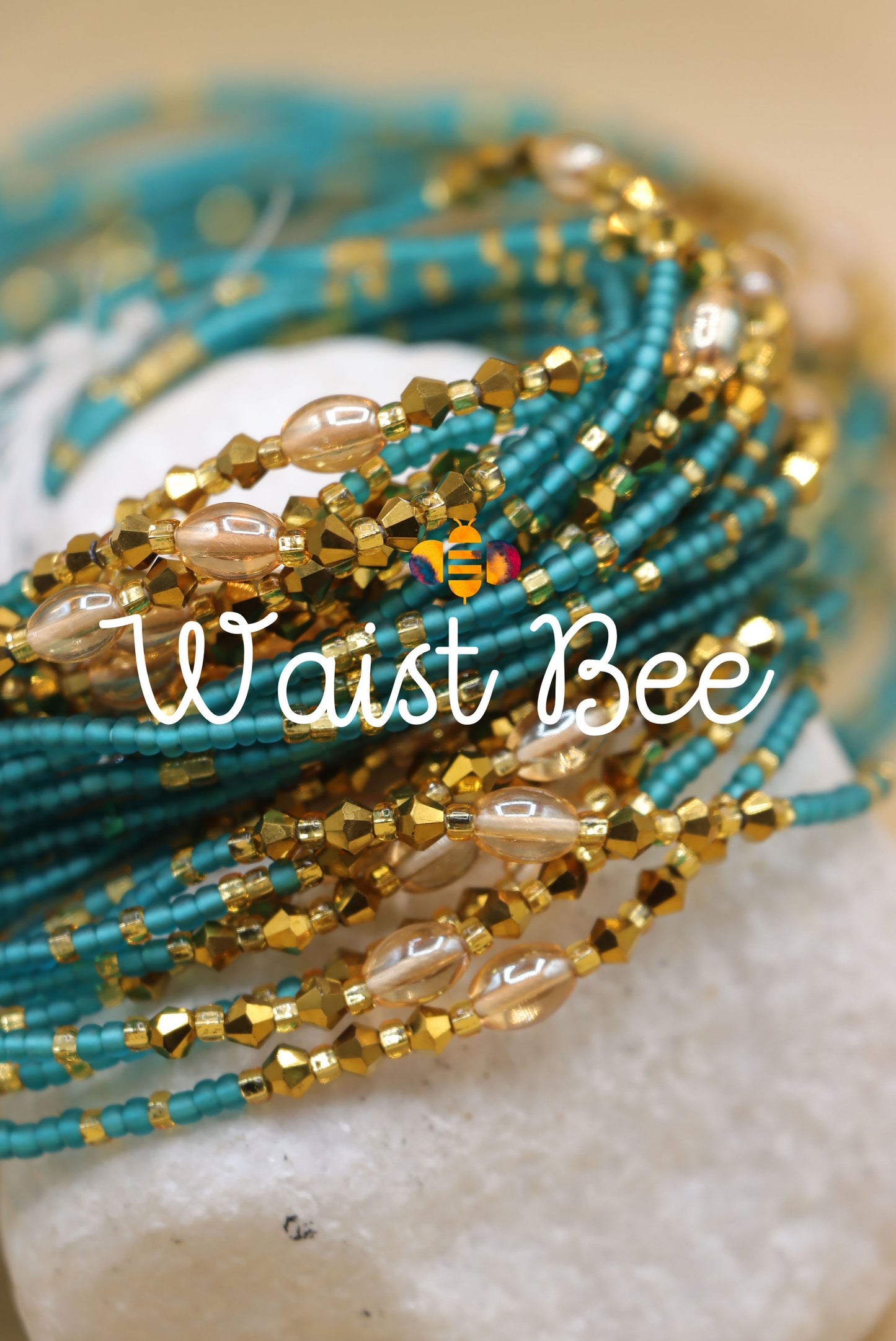 Tamera- Frosted Turquoise and Gold with Pearl accent