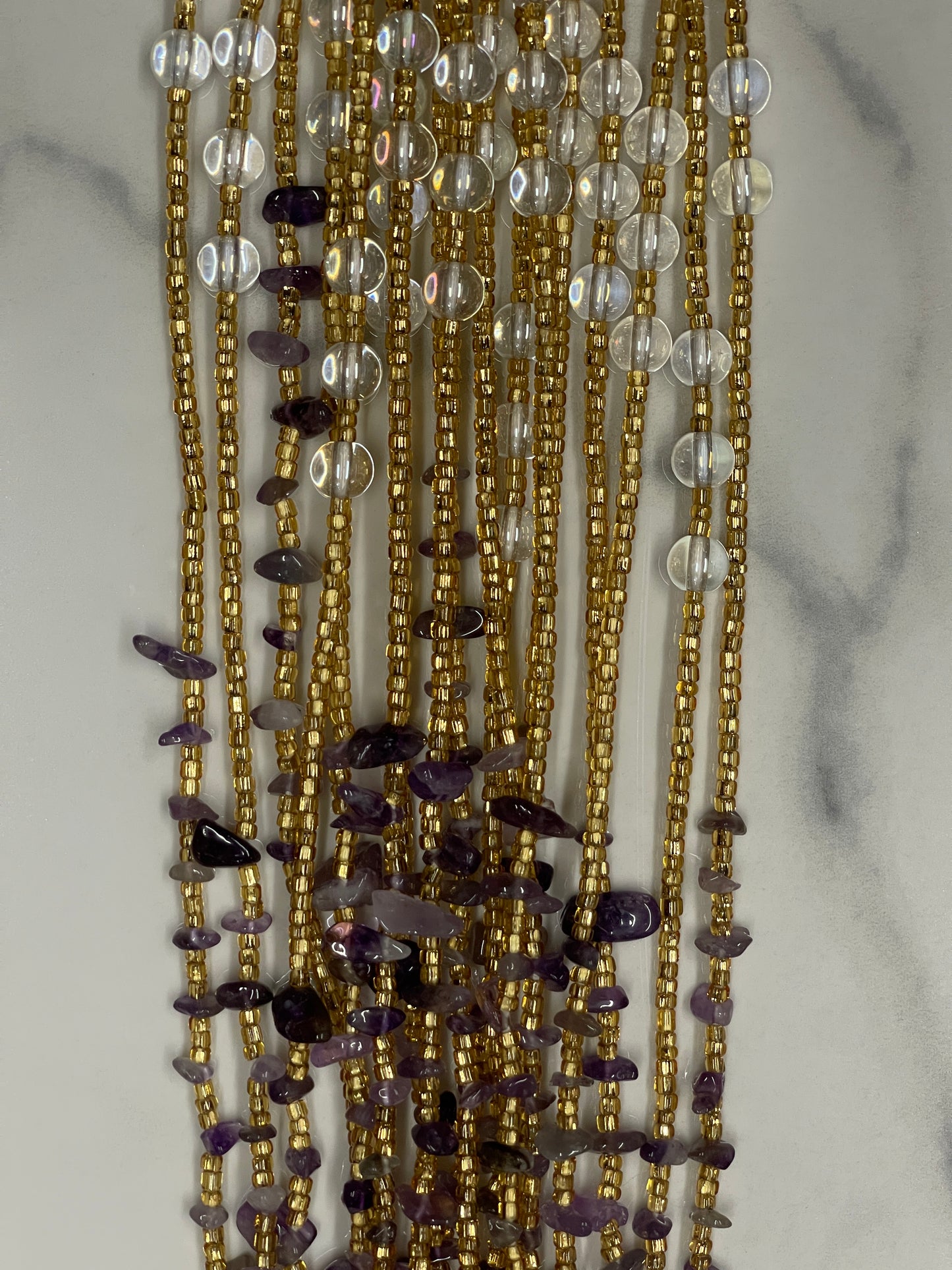 Amythyst and Gold Czhech bead