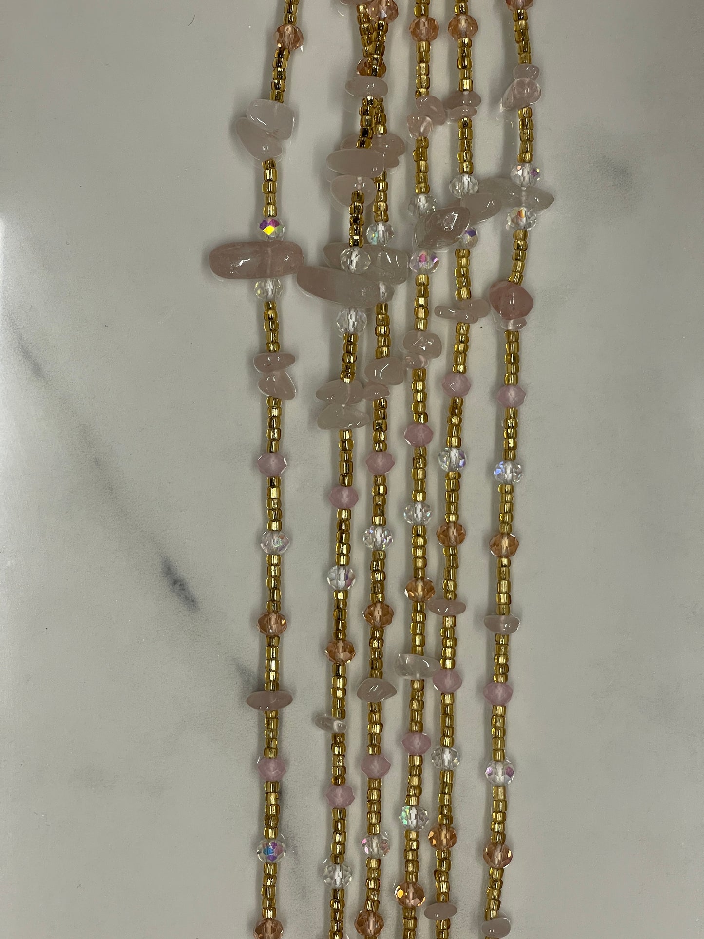 Rose Quartz Pink hue with gold