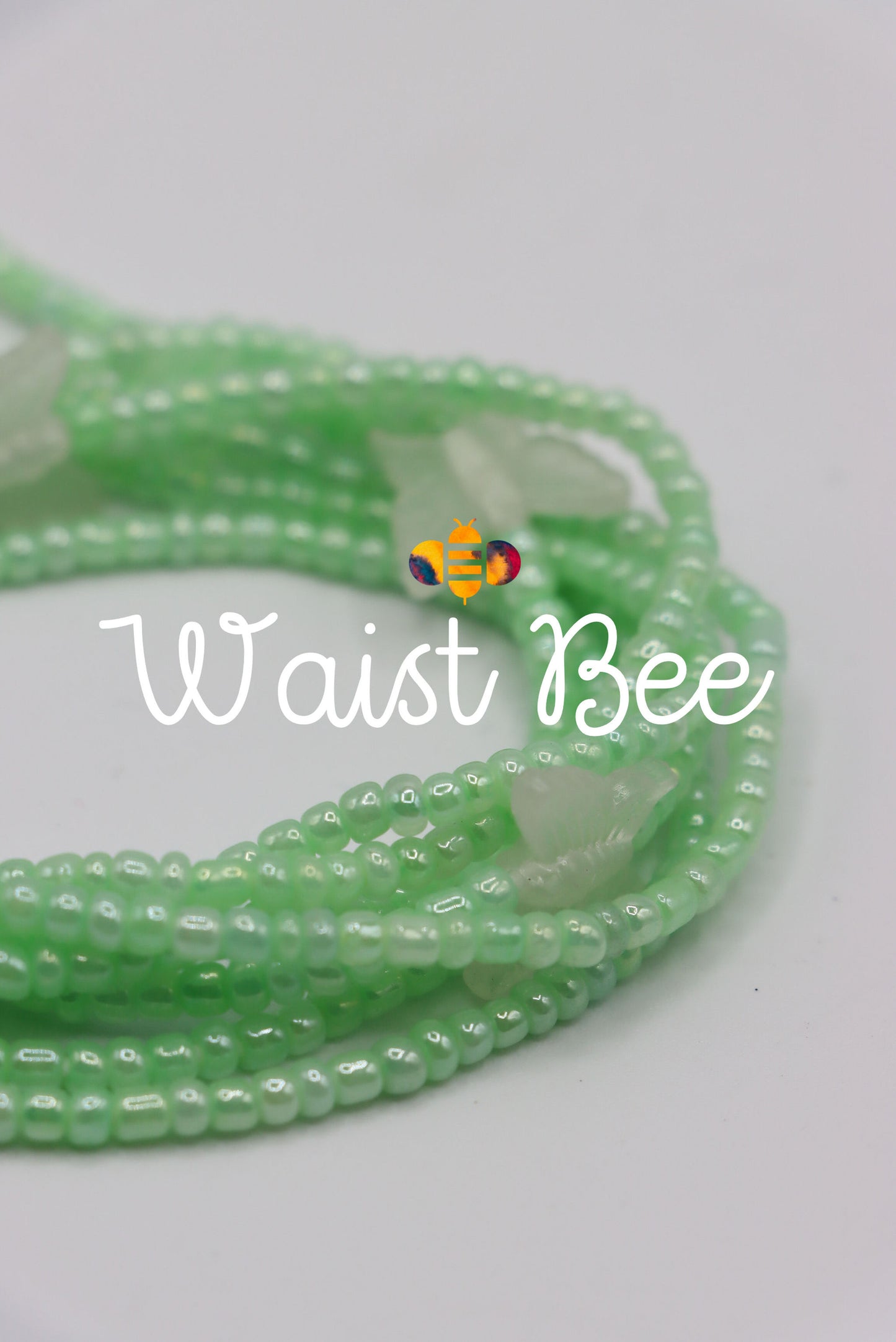 Light Green Waistbead with Glow Butterfly chips