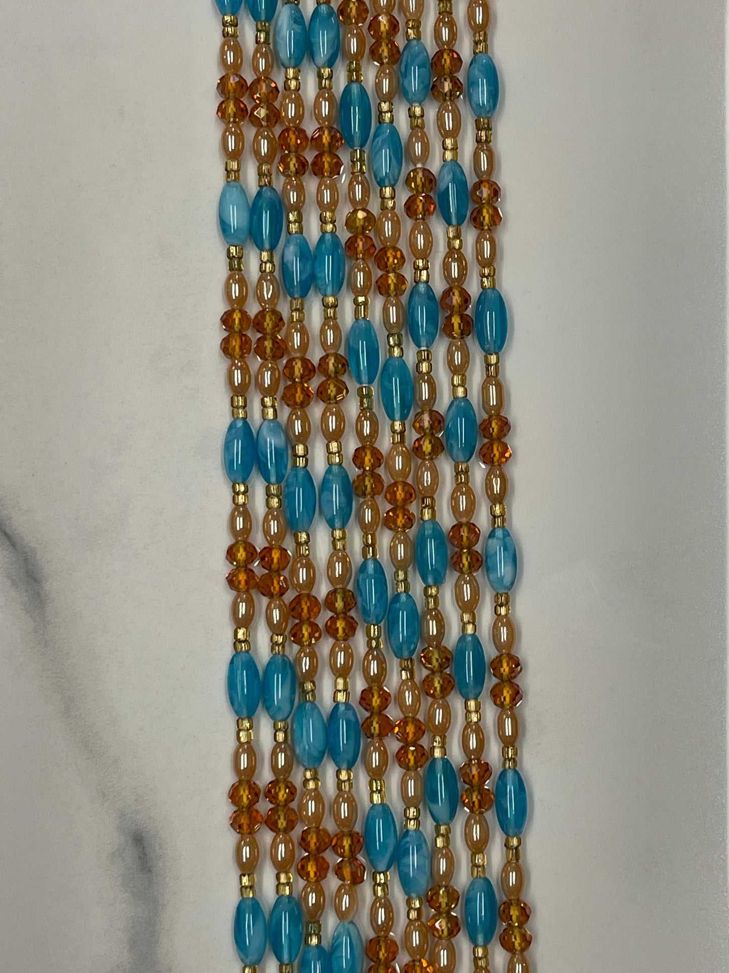 Turquoirse and Gold chip waistbead