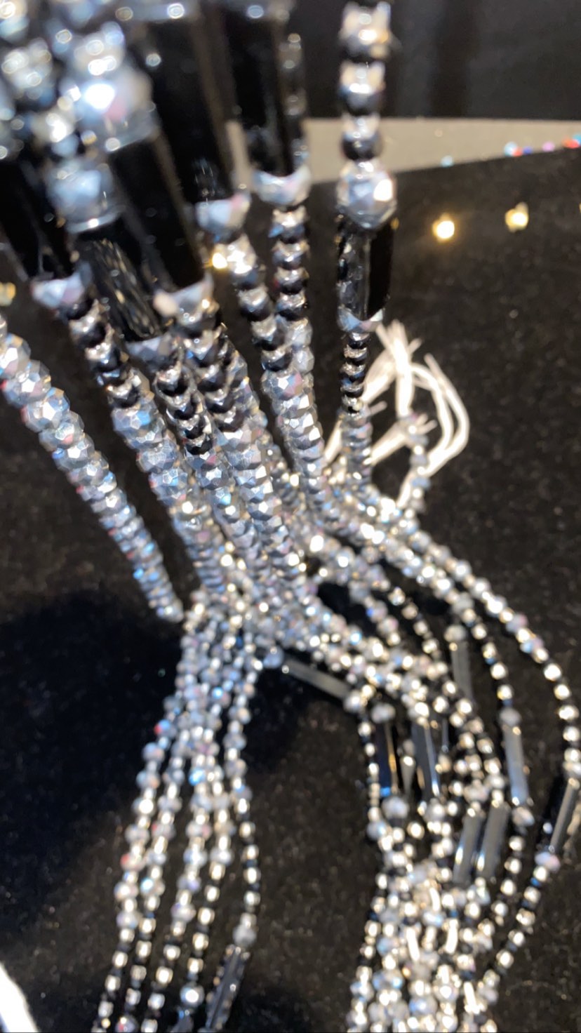Crystal Collection Waistbead - Silver & Black