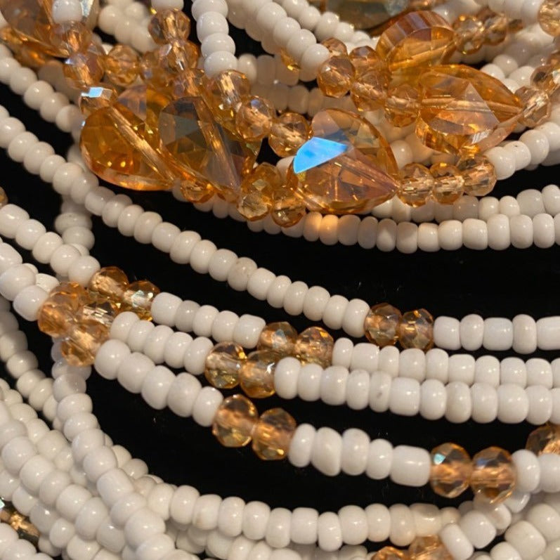 Glass Bead and White Waistbead
