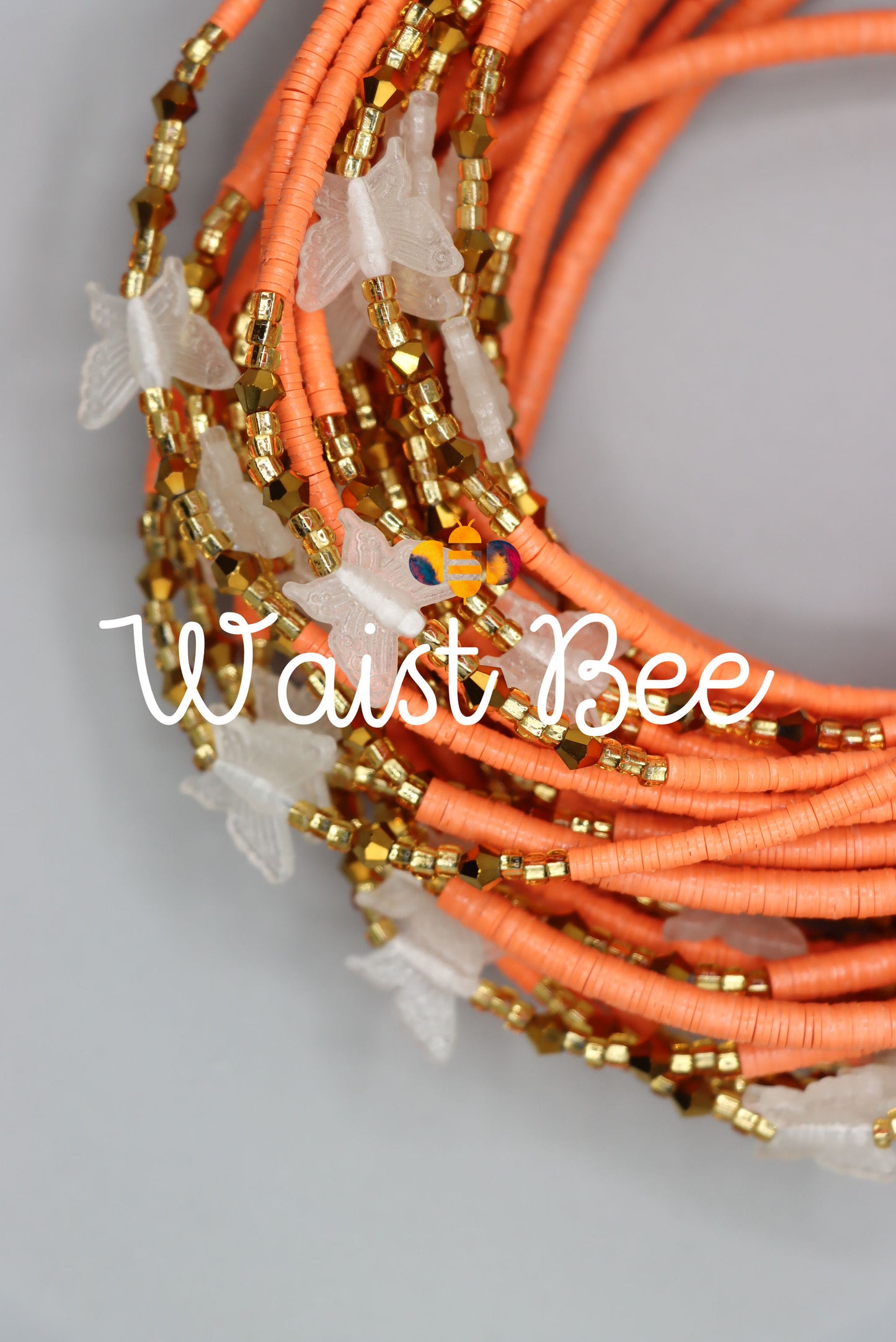 Peach Vinyl Glow Butterfly Waistbead